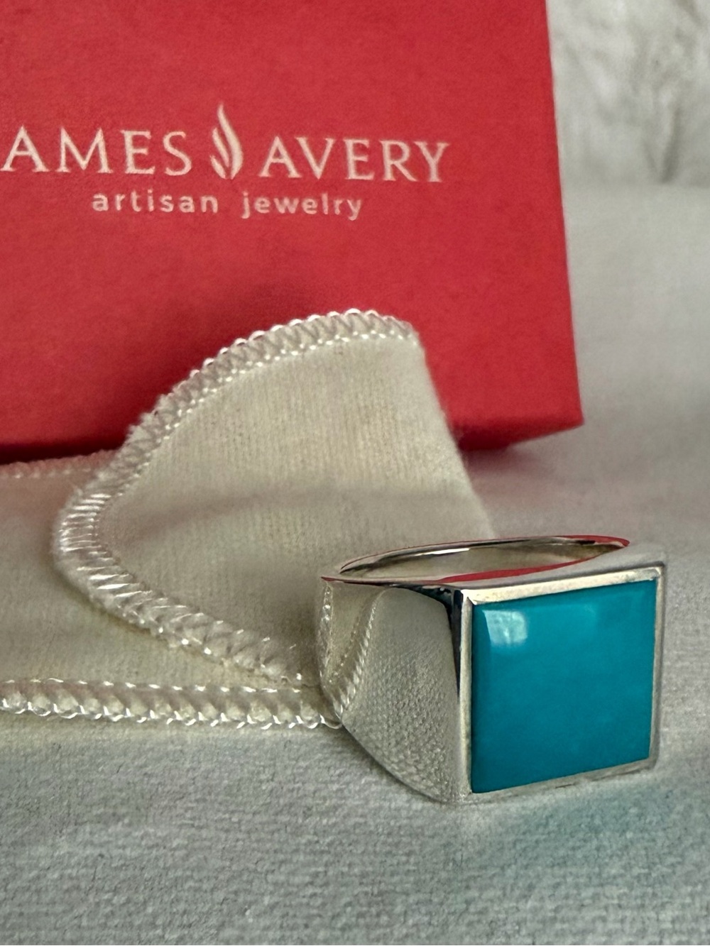 James Avery Classic Gemstone Signet Ring with Turquoise and Sterling Silver